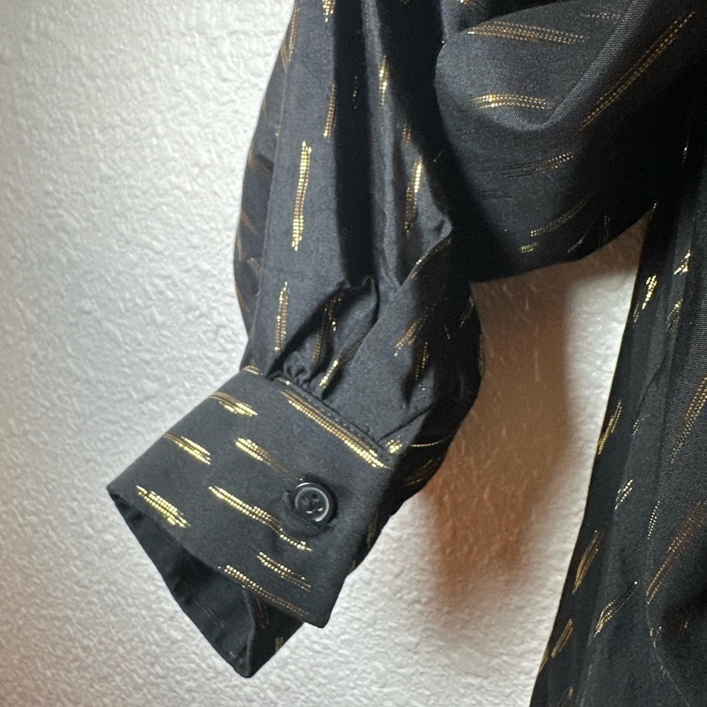 NWT ZARA Women’s Black and Gold Metallic Shirt Dress Size XL - Picture 9 of 10